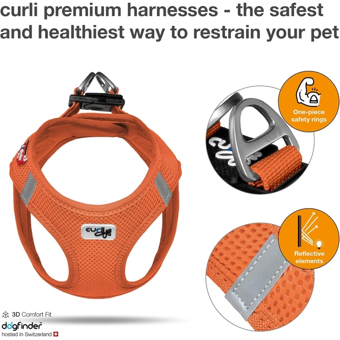 Curli Vest Harness Air-Mesh Orange 3 Xs Size