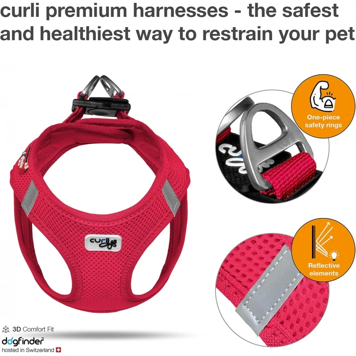Curli Vest Harness Air-Mesh Red Medium Size