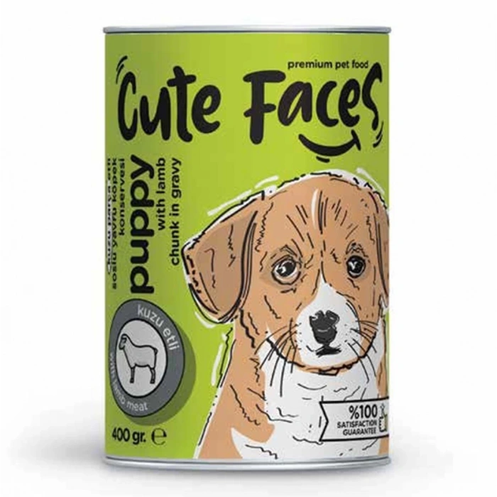 Cute Faces Kuzu Parça Etli Soslu Yavru Köpek Konservesi 400 Gr
