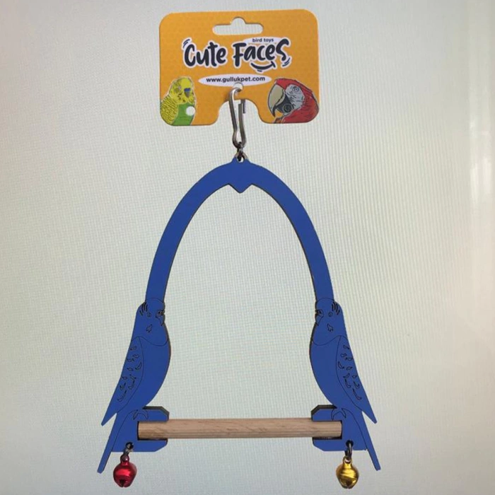 Cute Faces Renkli Ahşap Kuşlu Salıncak