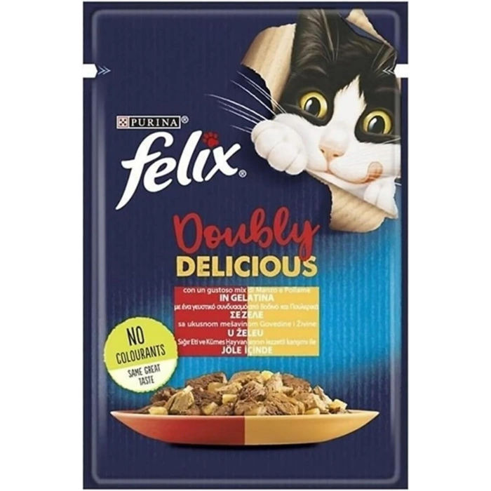 Felix Çifte Lezzet Sığır & Tavuklu Kedi Yaş Mama 85 Gr