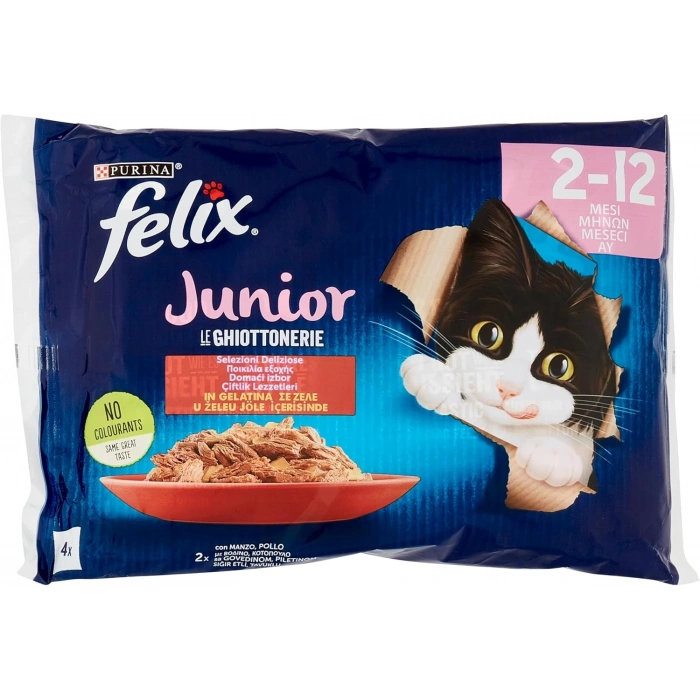 Felix Multipack Sığır ve Tavuk Etli Yavru Kedi Yaş Maması 4x85gr