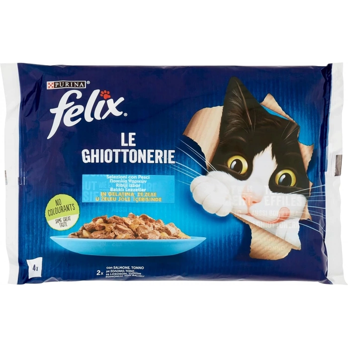 Felix Multipack Somonlu ve Ton Balıklı Yetişkin Kedi Yaş Maması 4x85gr