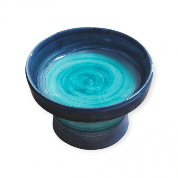 Fırça İzli Ayaklı Seramik Mama ve Su Kabı