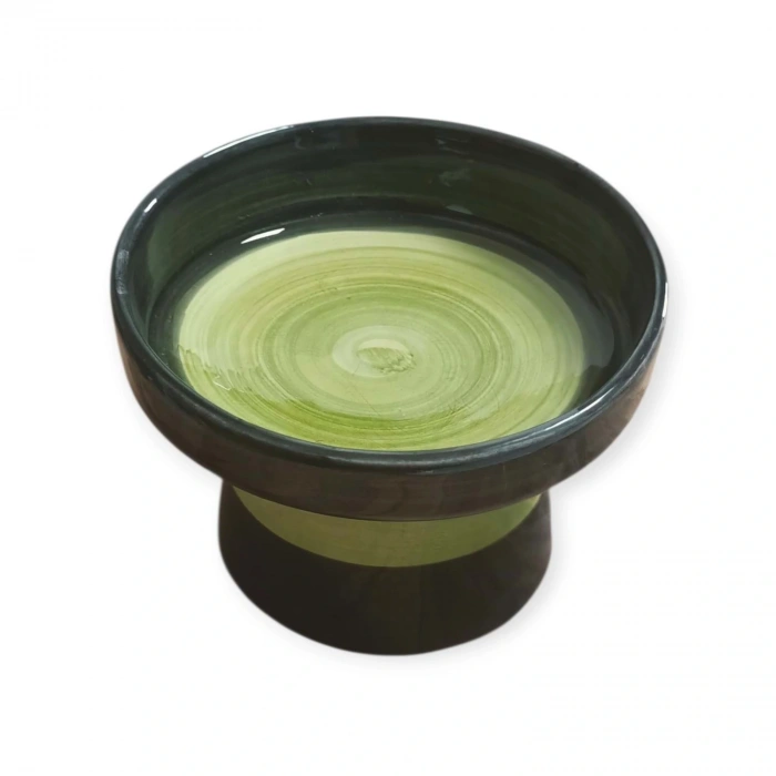 Fırça İzli Ayaklı Seramik Mama ve Su Kabı