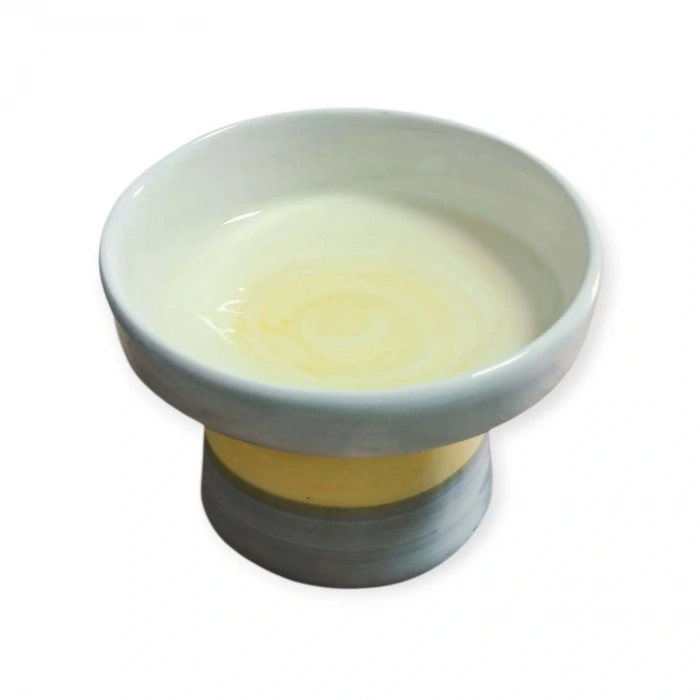 Fırça İzli Ayaklı Seramik Mama ve Su Kabı