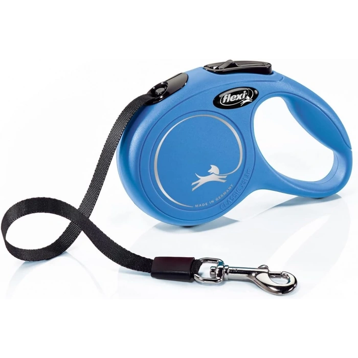 Flexi New Classic Otomatik Şerit Köpek Gezdirme Kayışı 3m (Mavi) [XS]