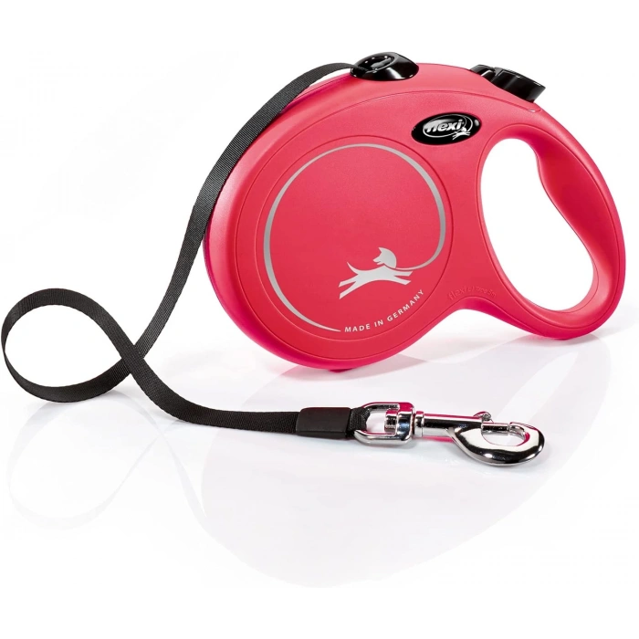 Flexi New Classic Otomatik Şerit Köpek Gezdirme Kayışı 5m (Kırmızı) [S]