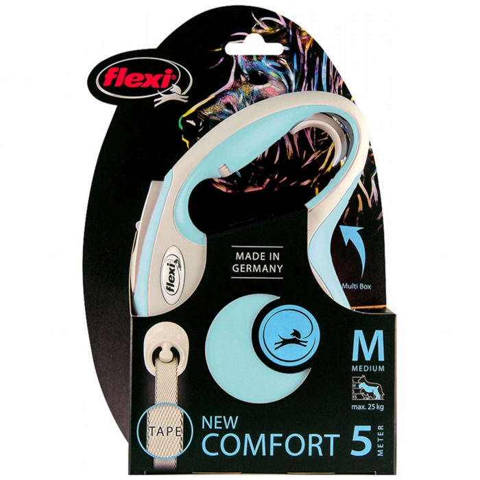 Flexi New Comfort Otomatik Açık Mavi Şerit Gezdirme Medium 5 Metre