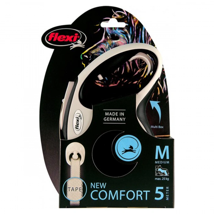 Flexi New Comfort Otomatik Siyah Şerit Gezdirme Medium 5 Metre