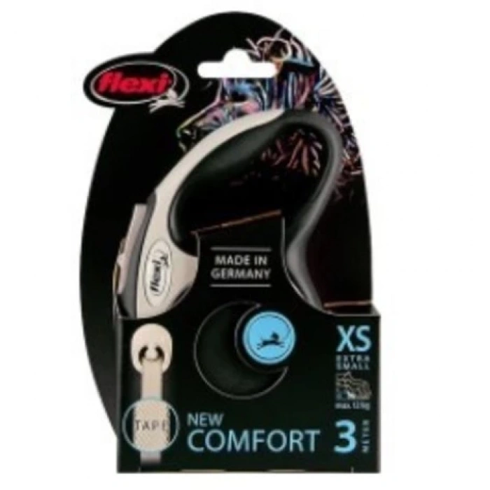 Flexi New Comfort Otomatik Siyah Şerit Gezdirme Xsmall 3 Metre