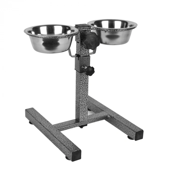 Flip İkili Ayarlanır 470 ml Çelik Mama Kabı ve Standı