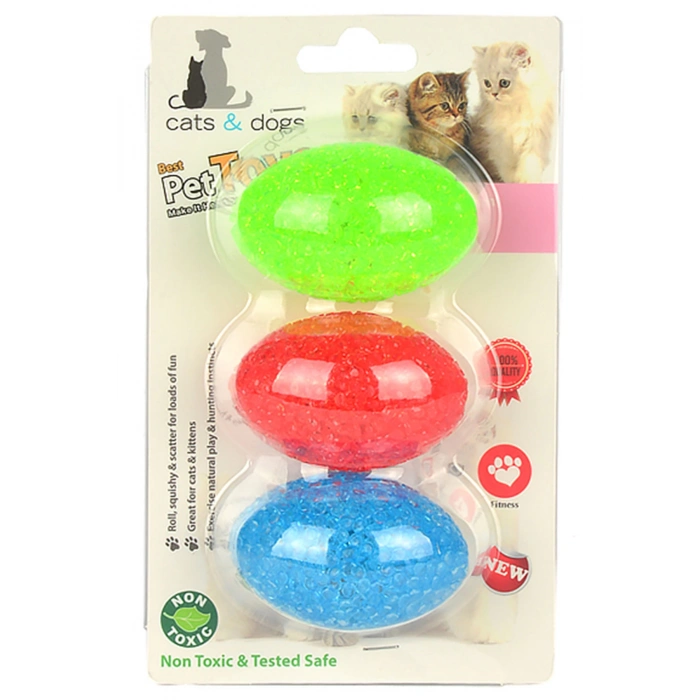 Flip Kedi Oyun Topu Elips Çıngıraklı 3lü