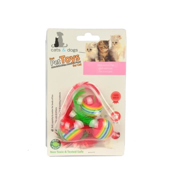 Flip Kedi Oyun Topu Gökkuşağı 3lü