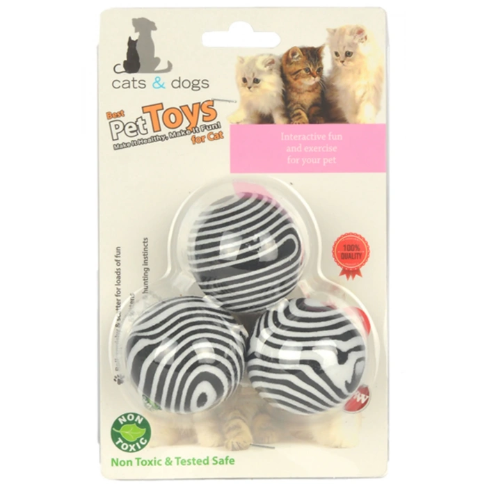 Flip Kedi Oyun Topu Siyah Beyaz 3lü