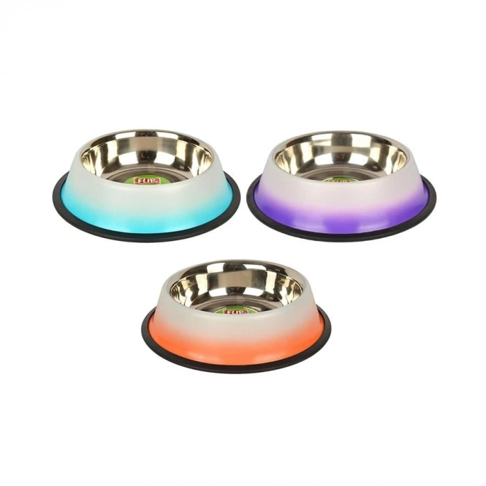 Flip8 Oz. KE-3201DS Kaymaz 240 ml Çift Renkli Çelik Mama Kabı