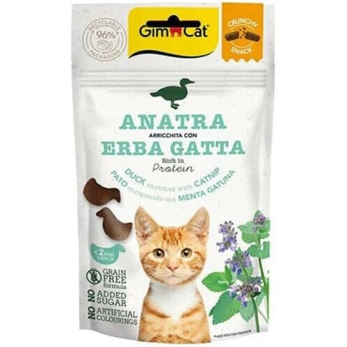 Gimcat Crunchy Snacks Ördekli & Kedi Naneli Tahılsız Kedi Ödülü 50 gr