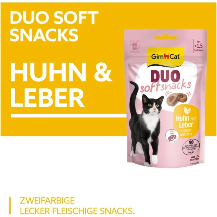 GimCat Duo Soft Snacks Chicken with Liver Kedi Ödülü 50 Gr