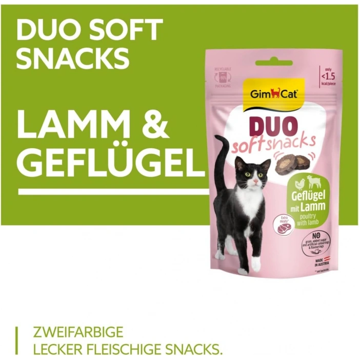 GimCat Duo Soft Snacks Poultry with Lamb Kedi Ödülü 50 Gr