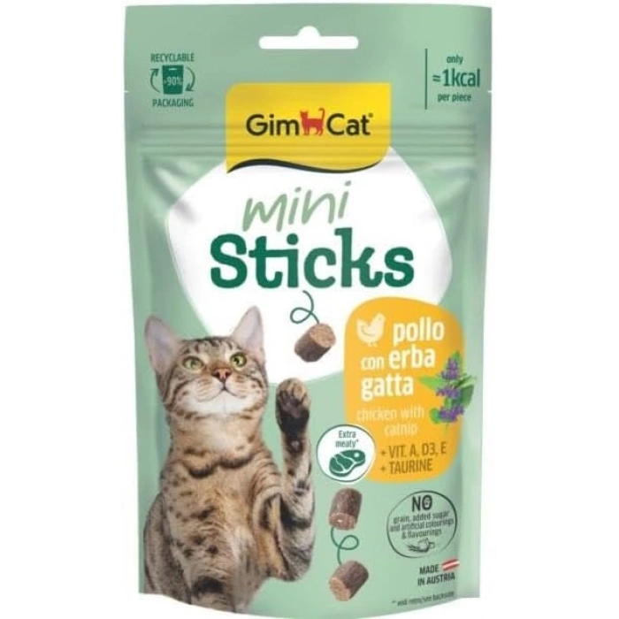 Gimcat Mini Sticks Kedi Otlu&Tavuklu Ödül Çubukları 50gr
