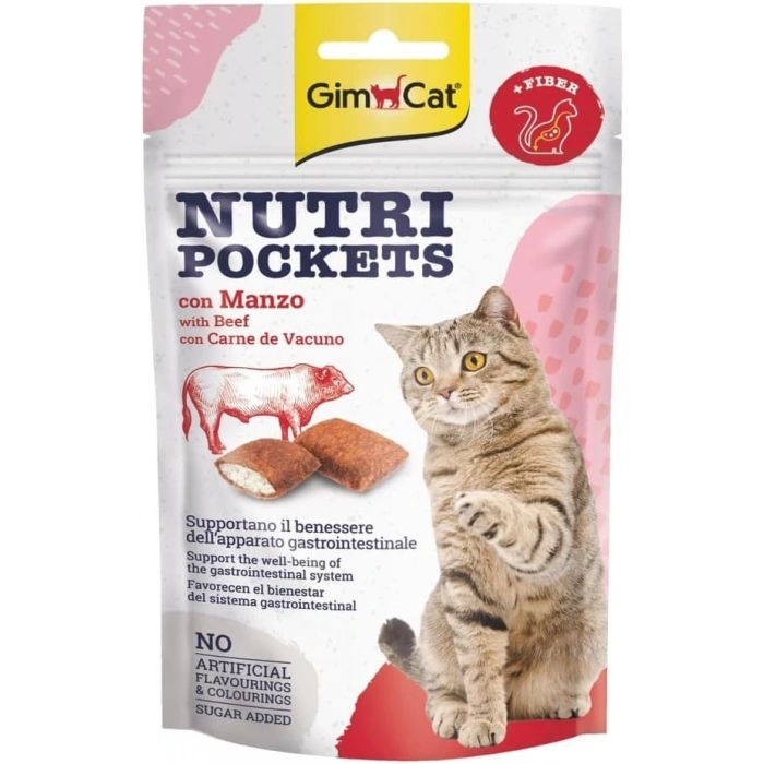 GimCat Nutripockets Kedi Ödülü Biftek Malt 60Gr