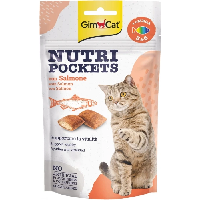 GimCat Nutripockets Kedi Ödülü Somon Omega 3&6 60Gr
