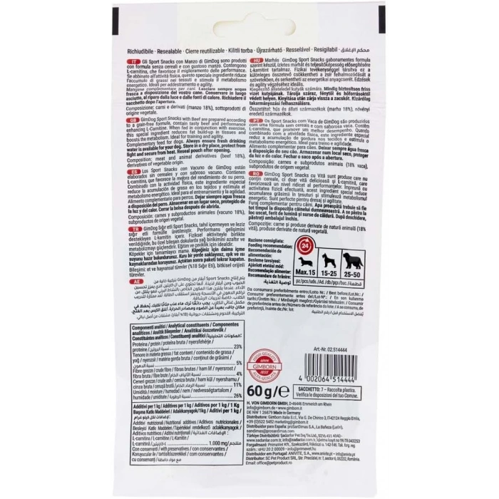 GimDog Sportsnacks Beef - Sığır etli Ödül Tableti 60 gr