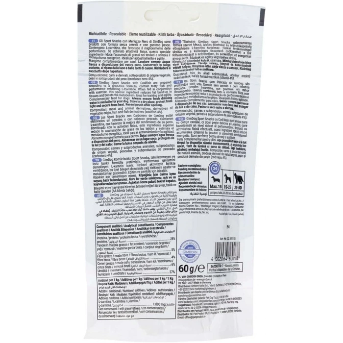 GimDog Sportsnacks Pollock - Kömür Balıklı Ödül Tableti 60 gr