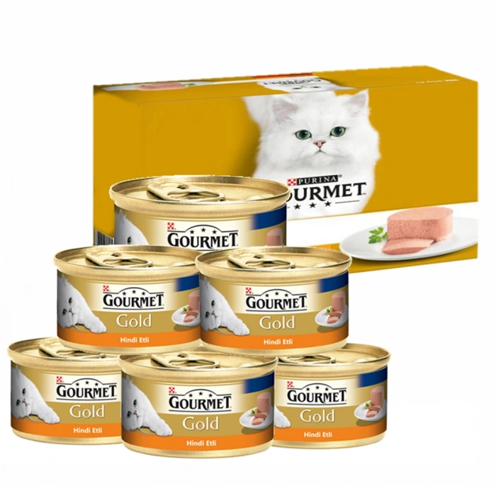 Gourmet Gold Kıyılmış Hindili Konserve Kedi Maması 85Gr 6 AL 5 ÖDE