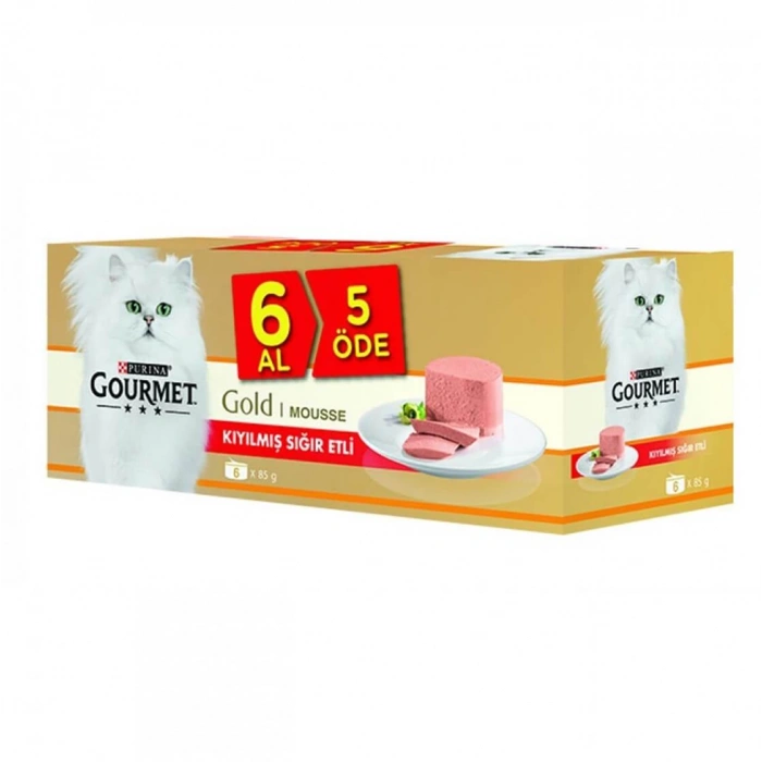 Gourmet Gold Kıyılmış Sığır Etli Kedi Konserve 85 Gr 6 AL 5 ÖDE
