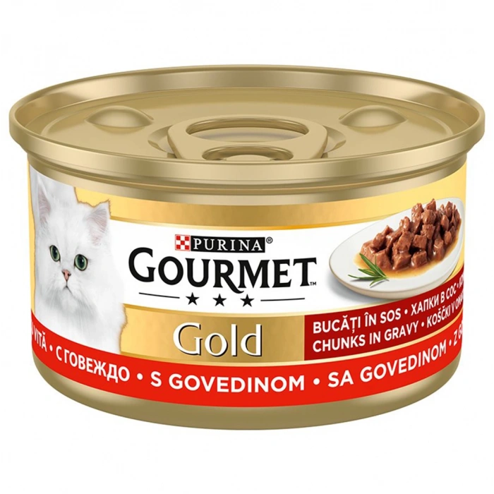 Gourmet Gold Parça Etli Sığır Etli Kedi Konservesi 85 Gr