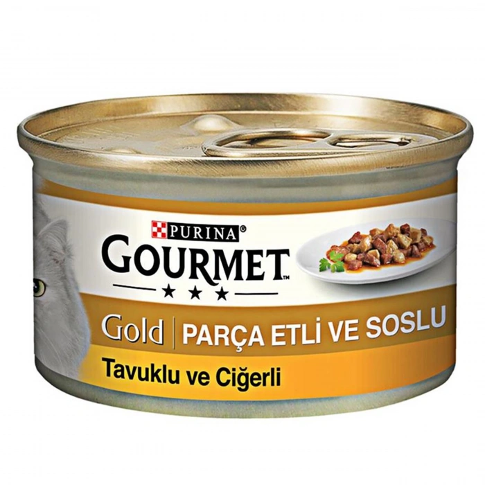 Gourmet Gold Parça Etli Soslu Tavuk Ciğerli Kedi Konservesi 85 Gr