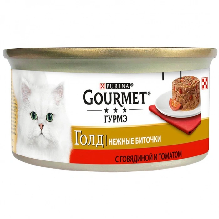 Gourmet Gold Savory Cake Sığır Etli Ve Domatesli Yetişkin Kedi Konservesi 85 Gr