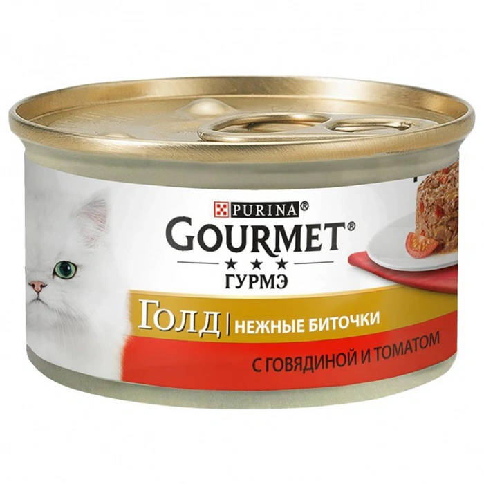 Gourmet Gold Savory Cake Sığır Etli Ve Domatesli Yetişkin Kedi Konservesi 85 Gr