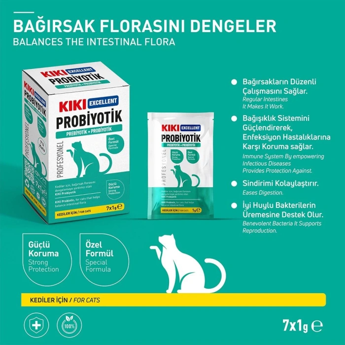 KIKI Excellent Kedi Probiyotik + Prebiyotik Saşe 1gr x7 ADET