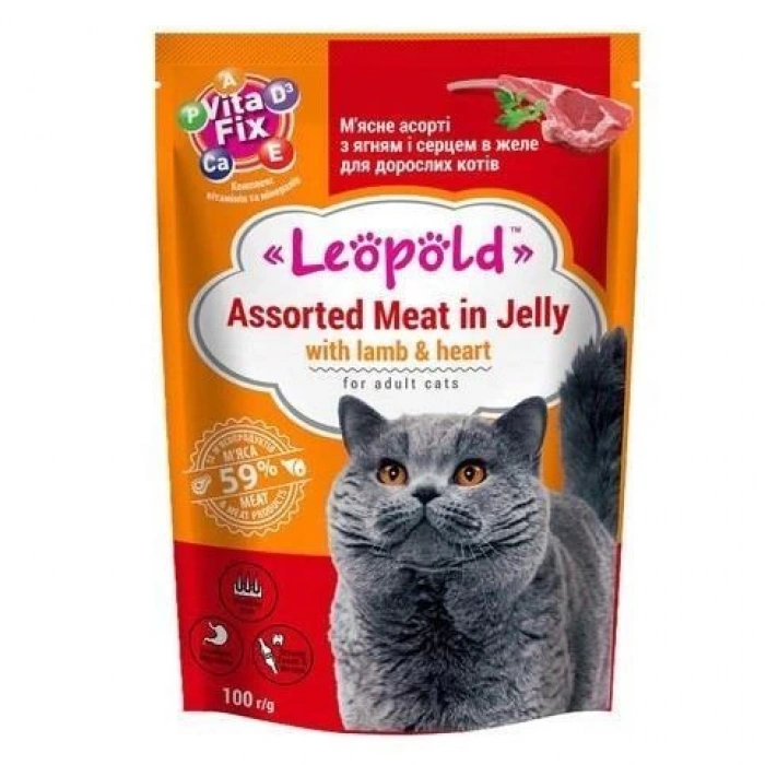 Leopold Kuzu Etli Yaş Kedi Maması 100 gr