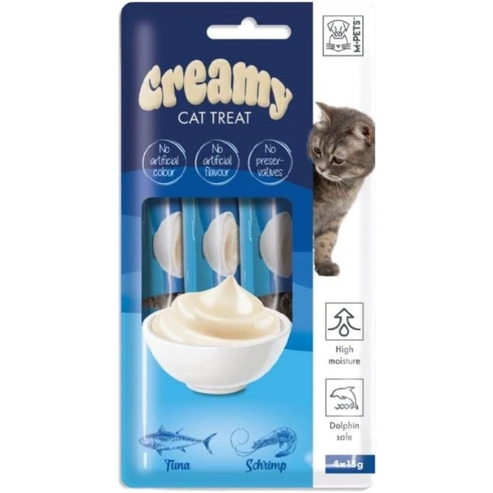 M-Pets Creamy Ton Balıklı Karidesli Kedi Ödülü 4*15 gr