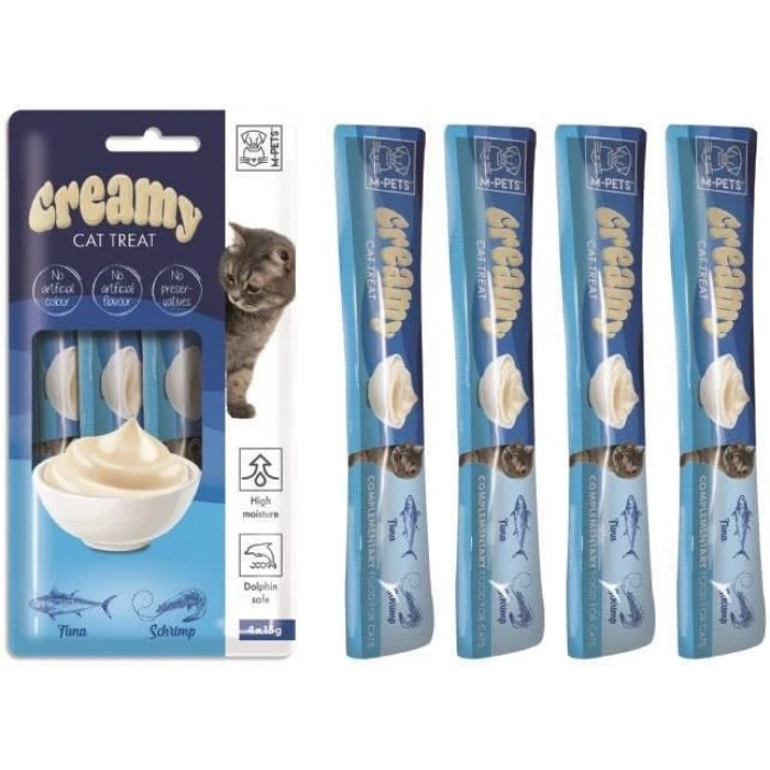 M-Pets Creamy Ton Balıklı Karidesli Kedi Ödülü 4*15 gr