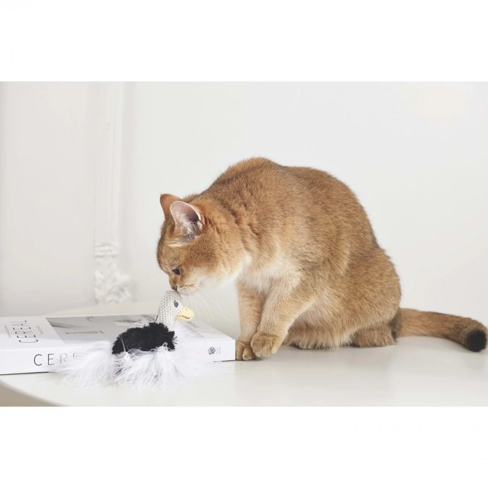 M-Pets Plume Catnipli Devekuşu Kedi Oyuncağı 7x9x3cm (Beyaz)