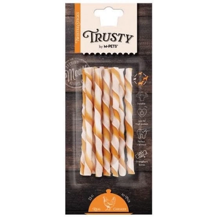 M-PETS TRUSTY CHICKEN TWISTED STICKS 10LU 55GR/12,7CM