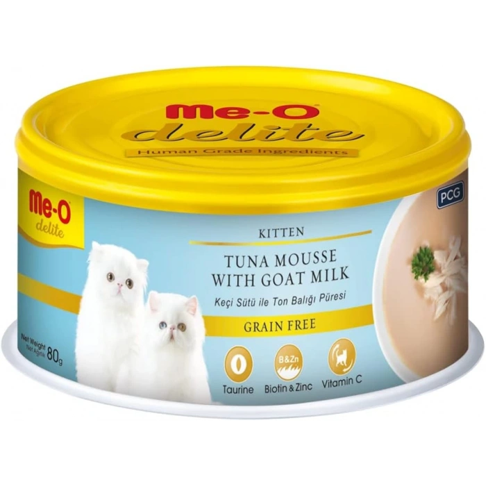 Me-O Delite Keçi Sütü ve Ton Balıklı Tahılsız Yavru Kedi Konservesi 80gr
