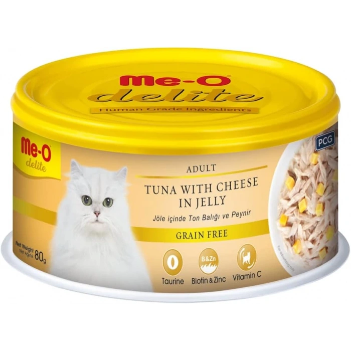 Me-O Delite Ton Balığı ve Peynirli Tahılsız Yetişkin Kedi Konservesi 80gr