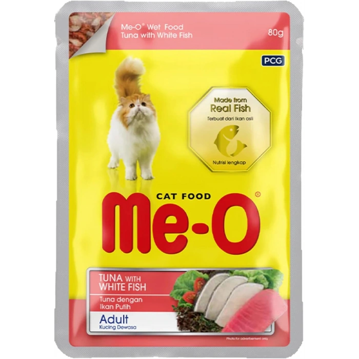 Me-O Jöle İçinde Ton Balıklı ve Alabalıklı Yetişkin Kedi Pouch 80gr