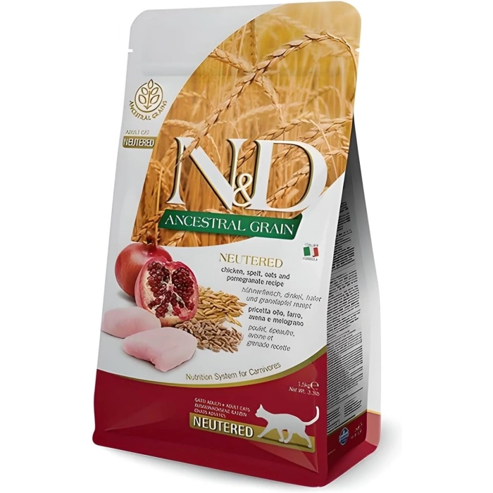 N&D Ancestral Grain Tavuklu ve NarlıiLKEL Tahıllı Kısırlaştırılmış Kedi Maması 1,5kg