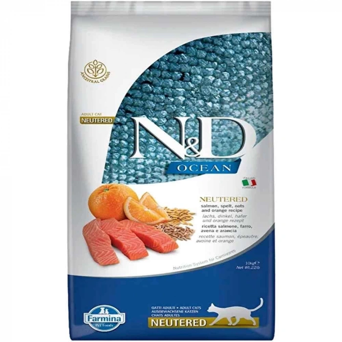 N&D Düşük Tahıllı Somon Balıklı 10 Kg Kısırlaştırılmış Kuru Kedi Maması