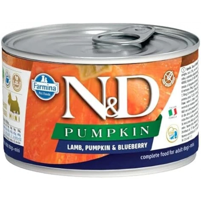 N&D Pumpkin Bal Kabaklı Kuzulu ve Yaban Mersinli Küçük Irk Tahılsız Yetişkin Köpek Konservesi 140gr