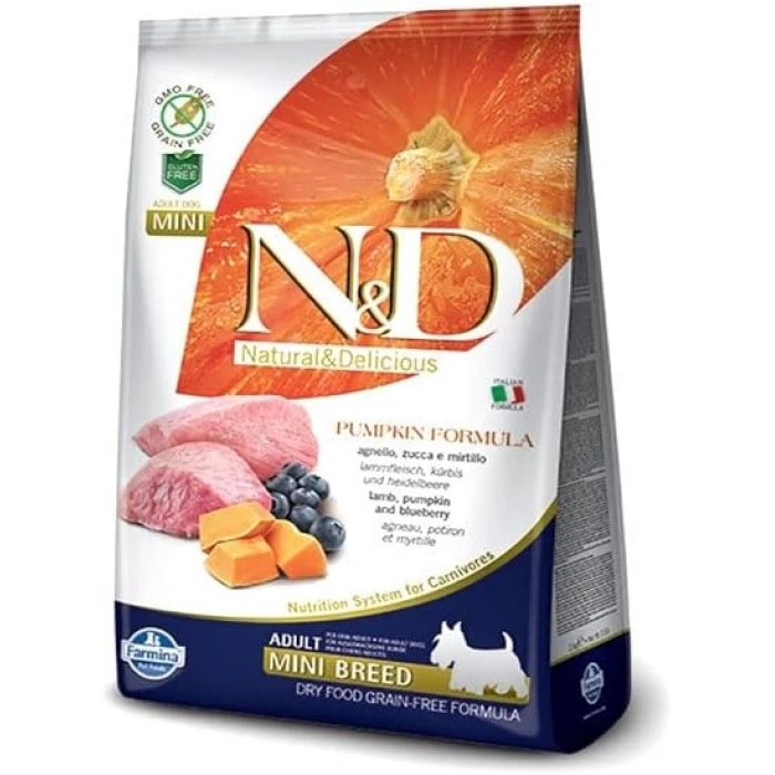 N&D Pumpkin Bal Kabaklı Kuzulu ve Yaban Mersinli Küçük Irk Tahılsız Yetişkin Köpek Maması 2,5kg