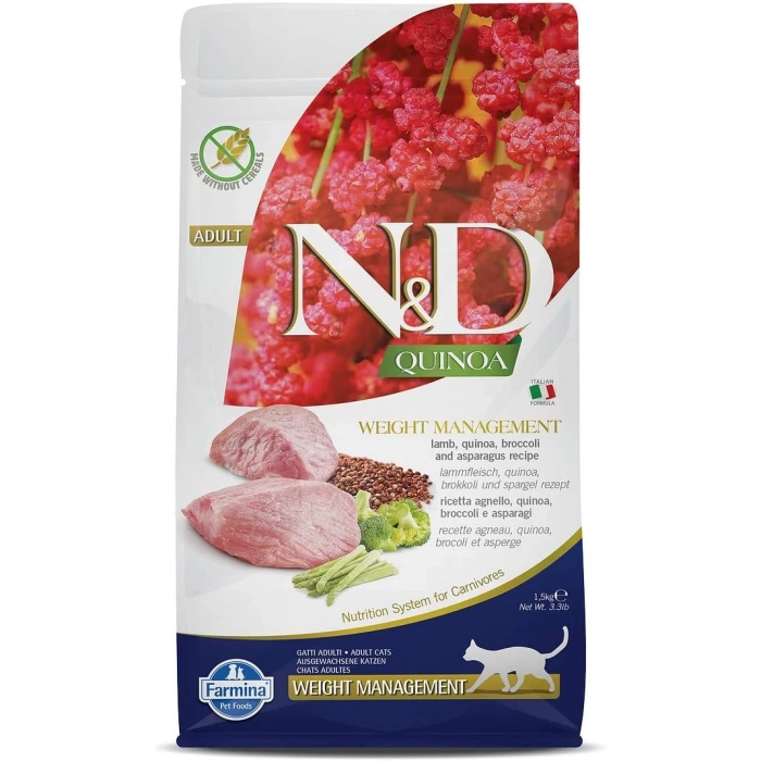 N&D Quinoa Weight Management Kuzulu Kinoalı Tahılsız Yetişkin Kedi Maması 1,5kg