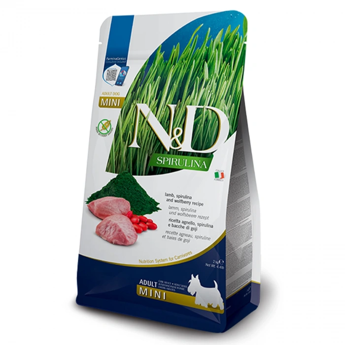 N&D Spirulina Kuzulu Mini Irk Tahılsız Yetişkin Köpek Maması 2kg