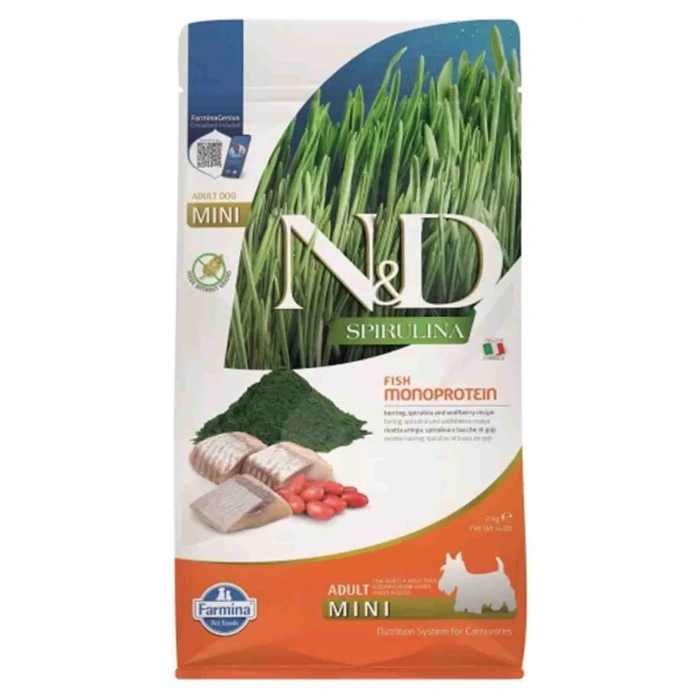 N&D Spirulina Ringa Balıklı Küçük Irk Tahılsız Yetişkin Köpek Maması 2kg